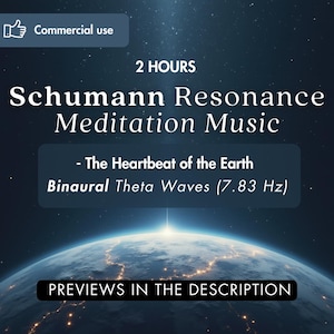 Puede incluir: Una ilustración digital de la Tierra con un esquema de color azul y verde sobre un fondo estrellado azul oscuro. El texto "2 HOURS Schumann Resonance Meditation Music - The Heartbeat of the Earth Binaural Theta Waves (7.83 Hz) PREVIEWS IN THE DESCRIPTION" se muestra en la imagen.