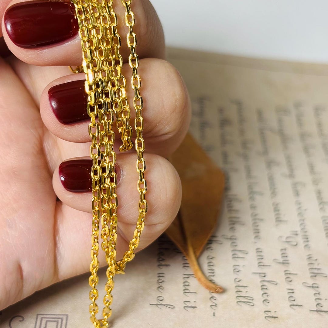 Handmade 999gold Overlapping Link Chain: Oval Yellow Necklace, 1.8mm ...