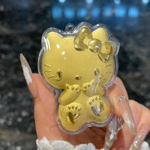 Kawaii KT Cat Charms: 24K Real Yellow Gold, Key Pendant.