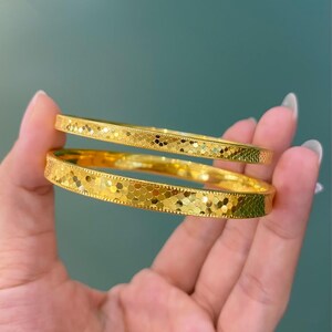 Shiny Fish Scale Pattern Bracelet:AU999 Gold Cuff Bangles,Classic Jewelry,2-6mm Width. image 2