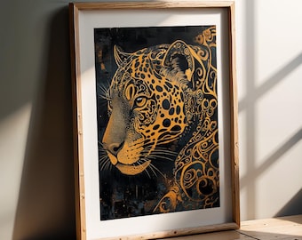 Art Nouveau Poster: Jaguar in Black