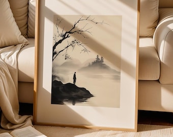 Lámina artística Sumi-e: Momentos de paz