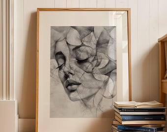 Impresión artística de boceto de mujer: belleza sensual