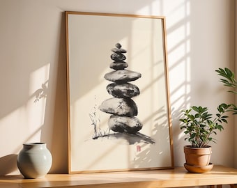 Impresión de piedras apiladas: Paz interior