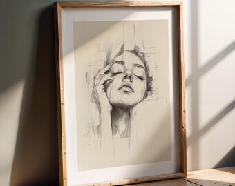 Impresión artística de boceto de mujer: La Bella Durmiente