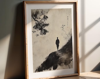 Impresión artística Sumi-e: Camino solitario