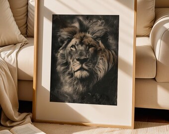 Lámina artística de león: guardián de la naturaleza