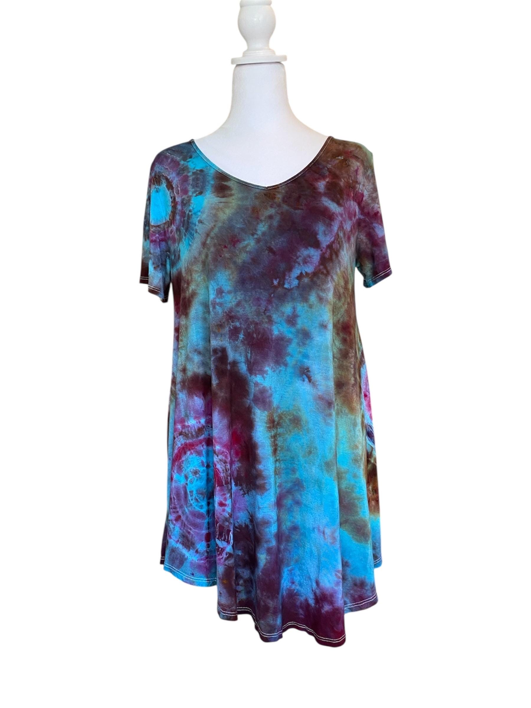 pink blue tie dye dress Embroidered Lace Illusion Evening Gown – Terijon.com main image 1