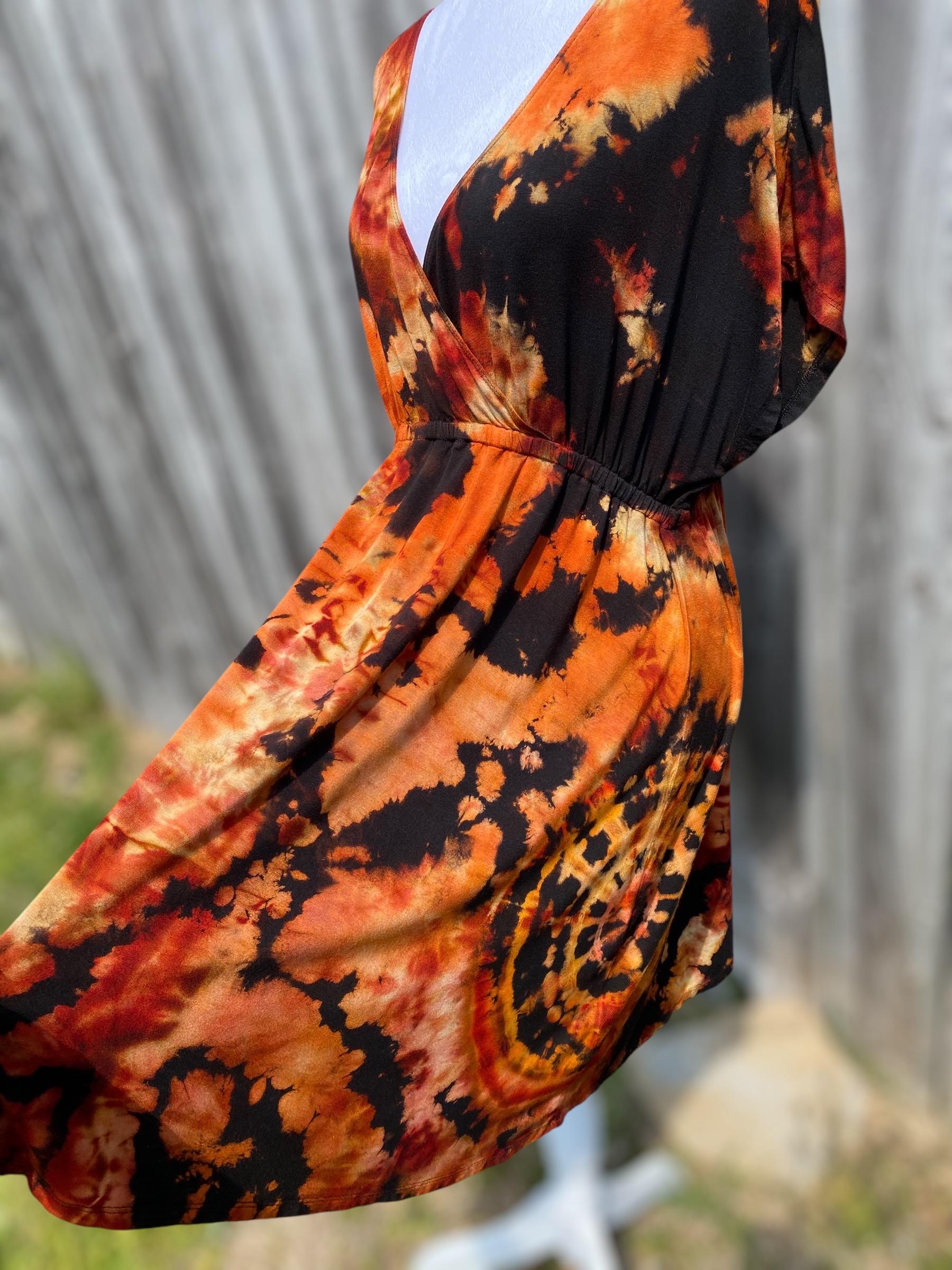 Black and Orange Tie Dye Dress - Etsy Black and Orange Tie Dye Dress - Etsy