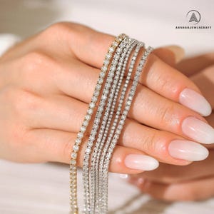 14K White Gold Round Cut Diamond Tennis Bracelet Moissanite Jewelry Elegant Silver Bracelet for Men and Women
