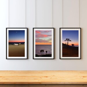 Sunset Ocean Beach Print Wall Art, Digital Download, Sunset Photography Landscape - Set of 3 Sunset Pictures, Ocean View Boho Beach Poster