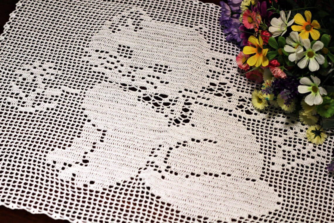 Cute Crochet Kitty Cat Doily Etsy