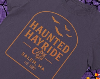 Haunted Hayride Halloween T-Shirt: Retro Spooky Season Tee