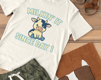 Kids Milkin' It T-Shirt I Cow Farm Animals Toddler Shirt, Free Range Kid, Natural Mens Womens Kids Tee, Cute Farming Shirts, Cow Lover Gift