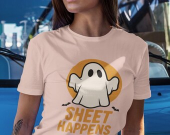 Sheet Happens Cute Ghost Shirt I Halloween Ghost Shirt, Halloween Party Tshirt, Spooky Season Shirt, Vintage Halloween Shirt, Boo Shirt