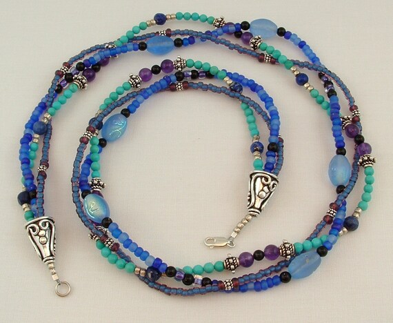 Items similar to Turquoise and Blue Bead Necklace, Ocean Blues on Etsy