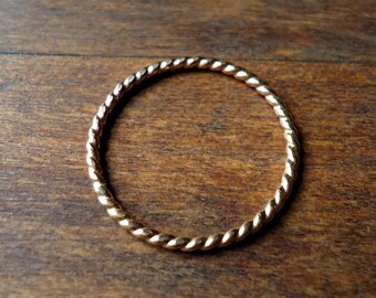 Twisted Gold Ring- Skinny Stacker