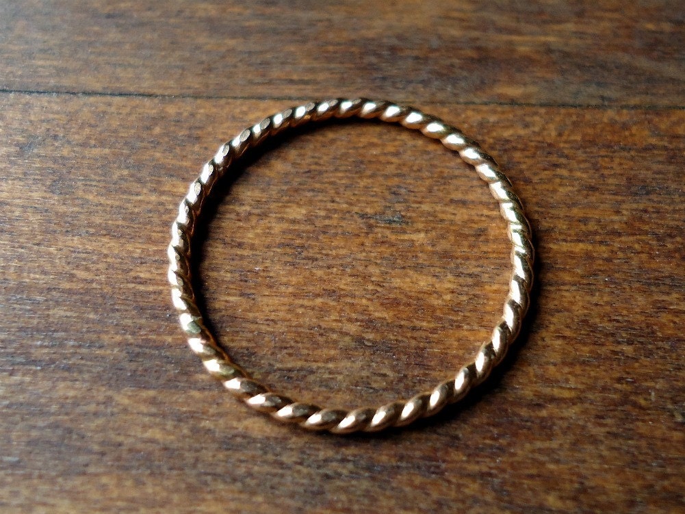Twisted Gold Ring- Skinny Stacker