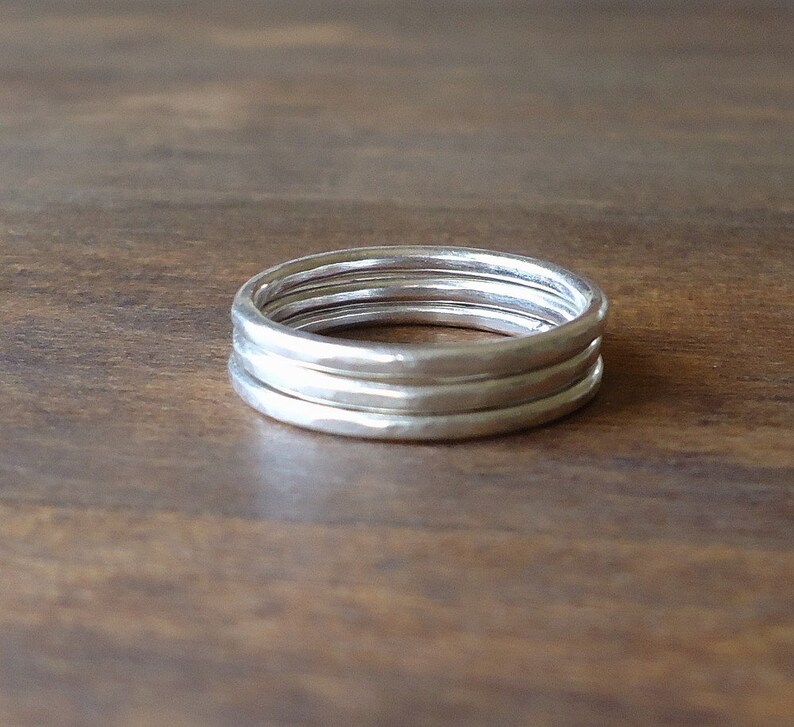 Silver Rings Stacking Set of 3 image 1