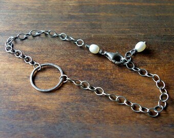 Silver Circle Bracelet with Freshwater Pearls