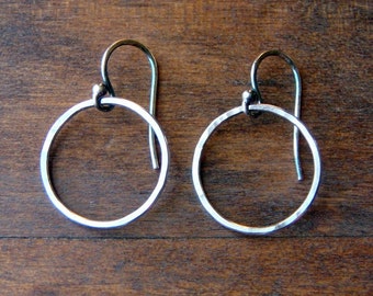 Small Silver Hammered Hoops