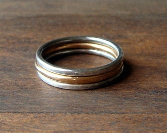 Handmade Silver/Gold Stacking Rings