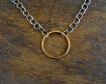 Rose Gold Necklace Tiny Circle