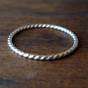 Twisted Silver Ring- Skinny Stacker