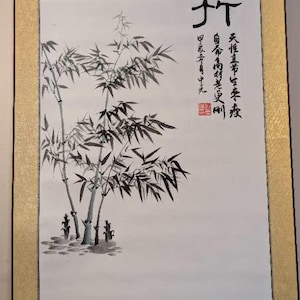 Purely hand-painted Chinese painting,Japanese Ink Scroll,Bamboo Art,Chinese Ink Art,sumi-e painting,Wall Hanging,Asian Art,Customizable