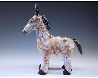 Escultura de jarrón de burro - Cocida en horno de leña - Cerámica de Jenny Mendes - Pieza única