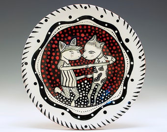 Small Plate - Painting by Jenny Mendes on a 5 1/2" round ceramic plate - Happy Feet