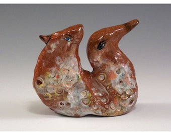 Ken - Two Headed Sculpted Ceramic Bird by Jenny Mendes