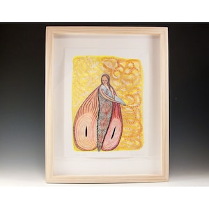 Framed Watercolor Painting by Jenny Mendes - Golden Child image 1