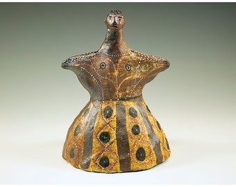 Standing Lady Incense  Sculpture - Fired in a Wood Kiln - Ceramics by Jenny Mendes - One of a Kind Sculpture