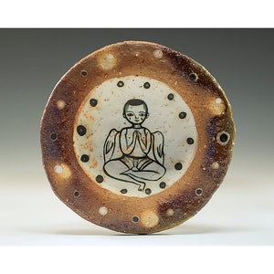Decorative Wood Fired Pinch Bowl - Yoga With The Birds - by Jenny Mendes