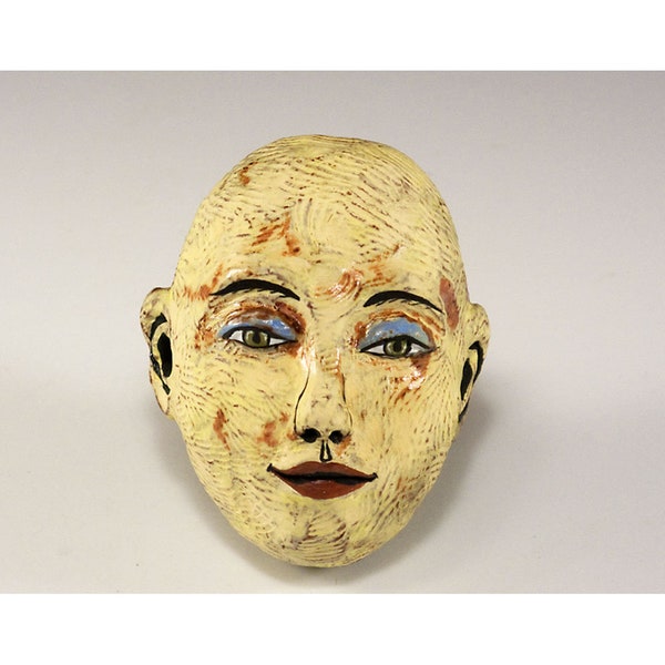 Ceramic Head Rattle Sculpture by Jenny Mendes