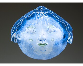 Ceramic Wall Mask by Jenny Mendes - Blue Dreams