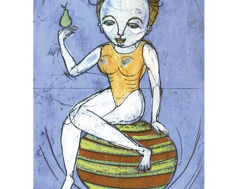 Limitowana edycja giclee - Nice Pear - wydruk autorstwa Jenny Mendes