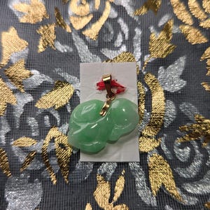Jade Rabbit Pendant | Genuine Green Jade with 18K Gold Accent | Symbol of Peace, Prosperity & Good Fortune
