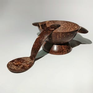 Coconut Shell Cup and Spoon Set - Rustic, Handmade & Sustainable