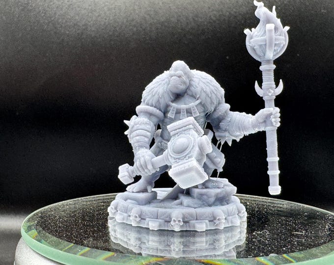 Varn Shadak Miniature 32mm | Apefolk Fire Mage Pyromancer 3D Printed DnD RPG | Strongback Hero | Daybreak Miniatures Castle Primatus