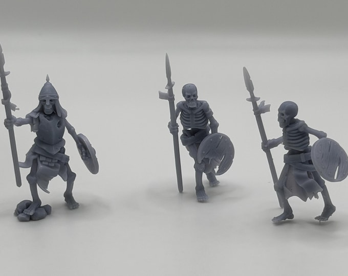 Skeleton Spearmen Command Group | 32mm Undead Wargame Miniature (Resin)
