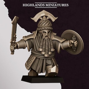 Marduk Commander 2 Miniature | Sons of Marduk Chaos Dwarf Captain Hero 28mm 32mm 3D Printed DnD RPG Wargaming | Highlands Minis