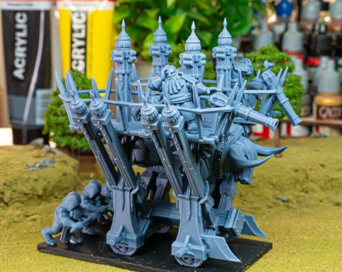 Blazing Icon of Marduk Miniature | Sons of Marduk Rolling Fortress War Machine 28mm 32mm 3D Printed DnD RPG | Highlands Minis