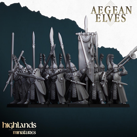 Aegean Elves Spearmen by Highlands Miniatures