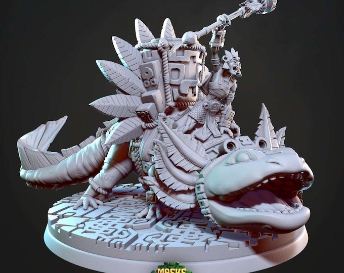 Akna Mounted Warrior 3D Miniature | Masks of Kiimil Cast N Play | 32mm Resin DnD Fantasy Tabletop RPG