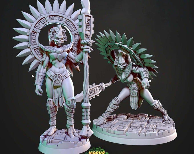 Tepeu Royal Warrior 3D Miniature | Masks of Kiimil Cast N Play | 32mm Resin DnD Fantasy Tabletop RPG