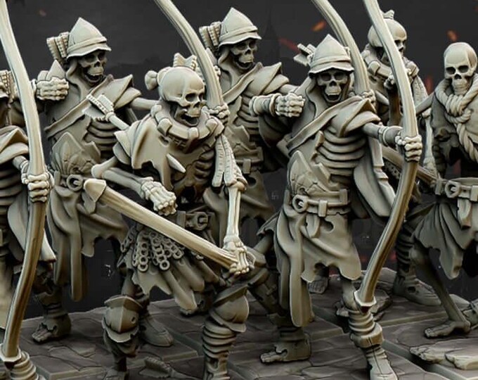 Undead Archers 3D Miniature | Highlands Miniatures | 32mm Resin DnD Undead Tabletop RPG