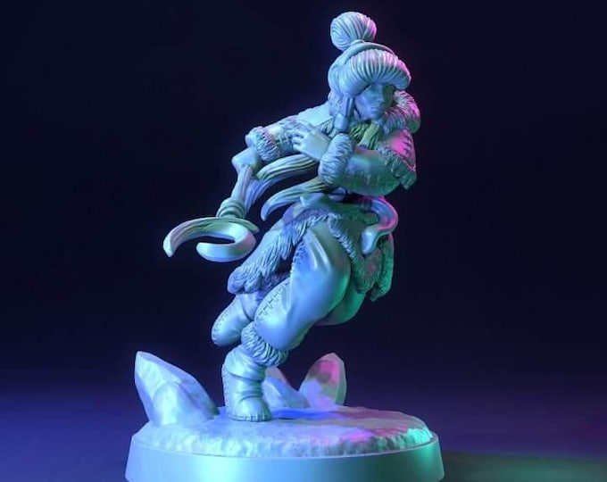 Arctic Druid Shaman 3D Miniature | Dragon Trappers Lodge Frost Caster | 32mm Resin DnD RPG