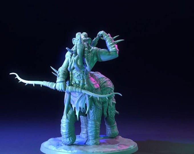 Mammotaurs 3D Miniature | Dragon Trappers Lodge Arctic Beast Warriors | 32mm Resin DnD RPG